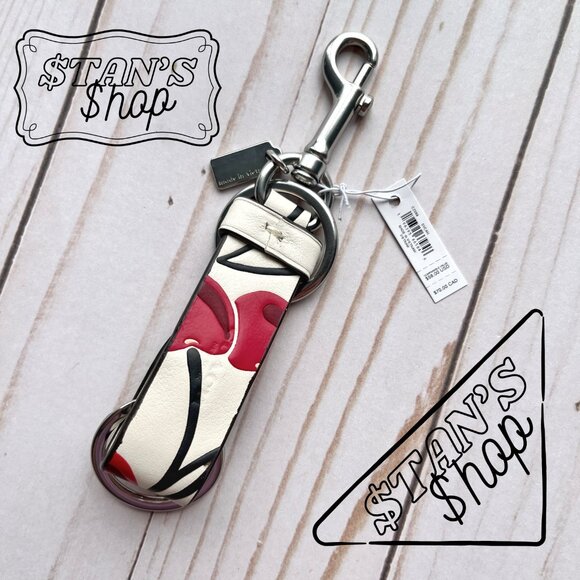 COACH Women's Keychain Bag Charm Key Fob With Cherry Print - CZ088 - Picture 2 of 9